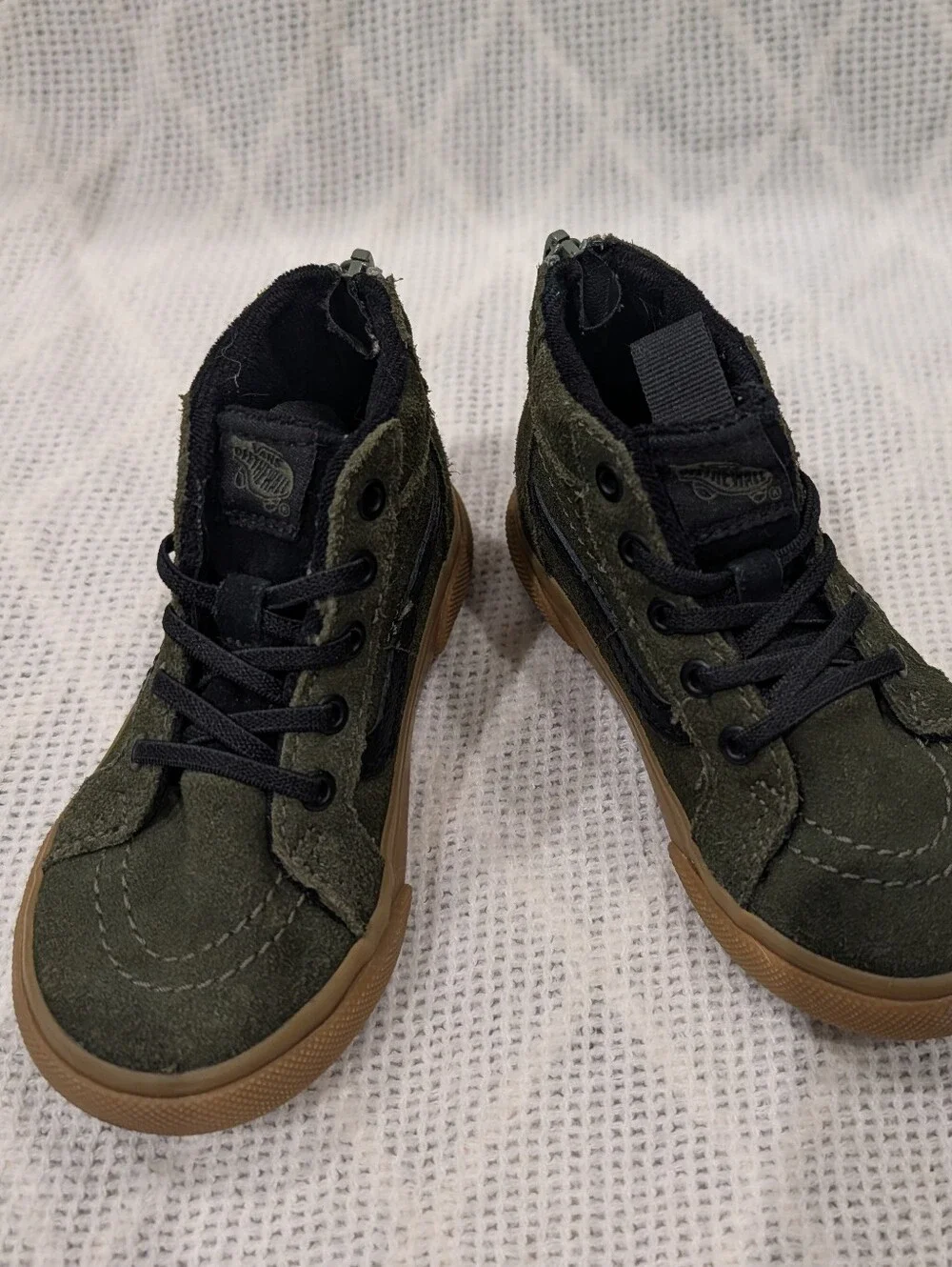 Vans Kids High-Top Sneakers in Olive Green with Gum Sole